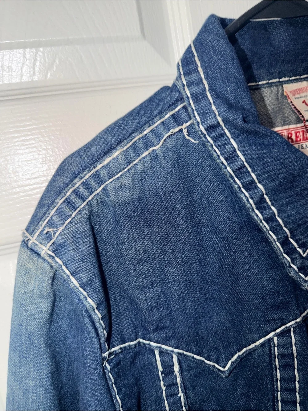 True Religion Men’s Denim Trucker Jacket 2XL Made in USA Y2K